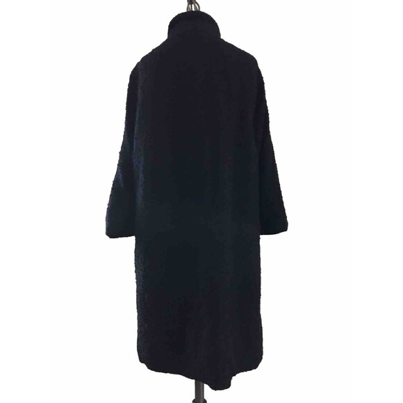 Vintage 1960s Stan Newcomb Black Wool Tweed Velvet Mid Length Winter Coat - S - Picture 5 of 10